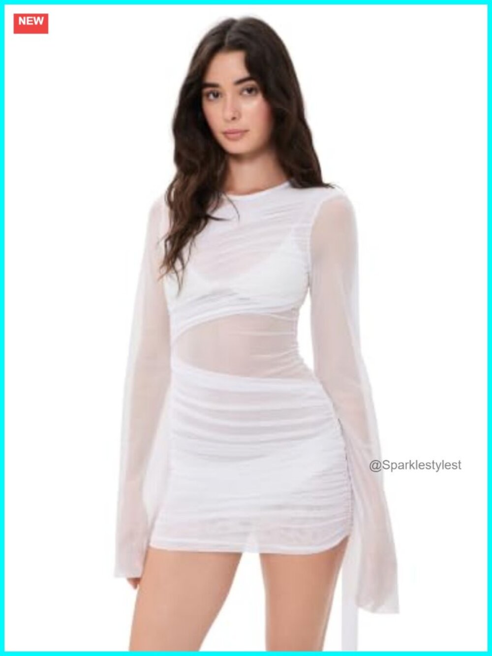 Marissa Mini Dress Super-Stretch Mesh Draped Overlay Sash Party
